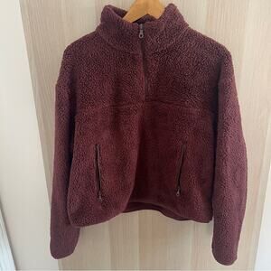 Girlfriend Collective Brown Sherpa Pullover L